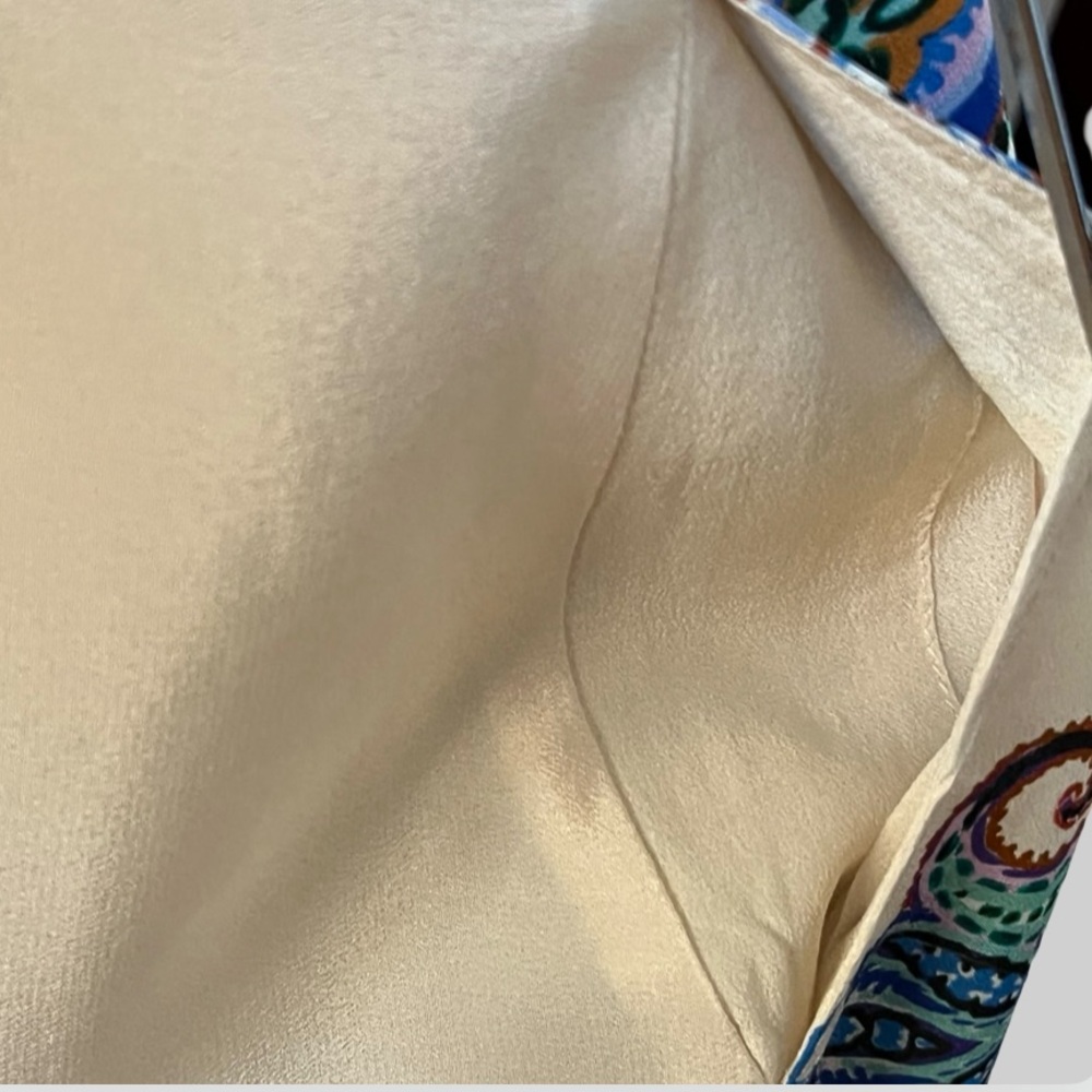 Johnny Was Cream and Blue High-Low Button-Front Midi Dress Size Small - Picture 10 of 16